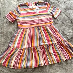 Forever 21 Striped Flounce-Hem Mini Dress